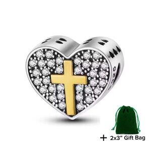 Heart, Cross Charm Bead | 925 Silver | Brand New